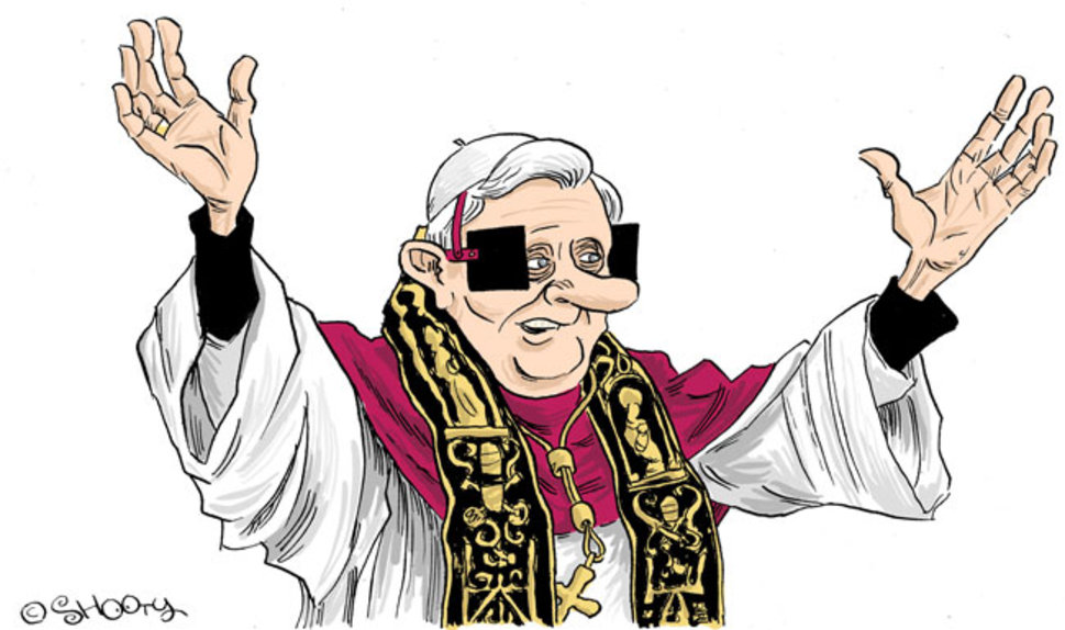 Papst mit Scheuklappen
