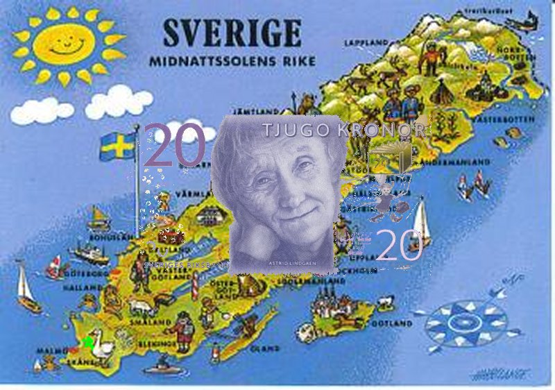 Sweden Banknote mit Astrid Lindgren