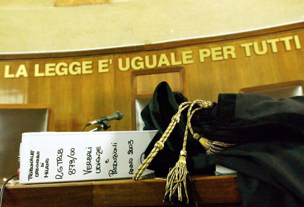 A judge's robe lies in Milan's High Court in this undated file photo. A national magistrates' strike is taking place Tuesday, May 25, 2004, to protest against the governments' reforms of the judicial order. (AP Photo/Giuseppe Aresu)