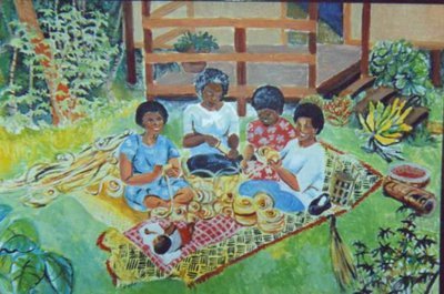 A painting of Fijian women